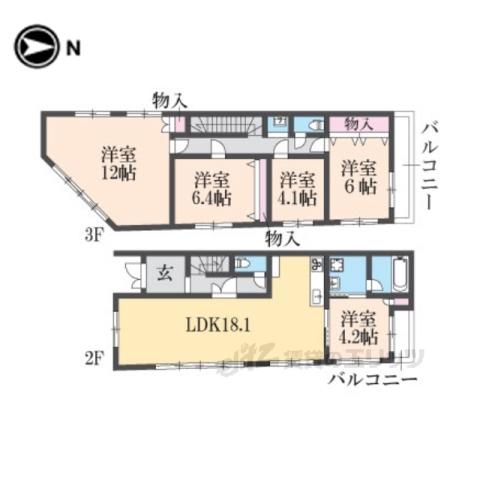 WINDS御蔭ビル(5LDK/2階)の間取り写真