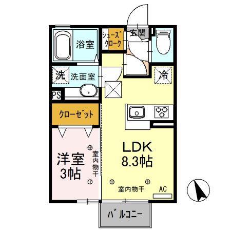 インフィニティ(1LDK/1階)の間取り写真