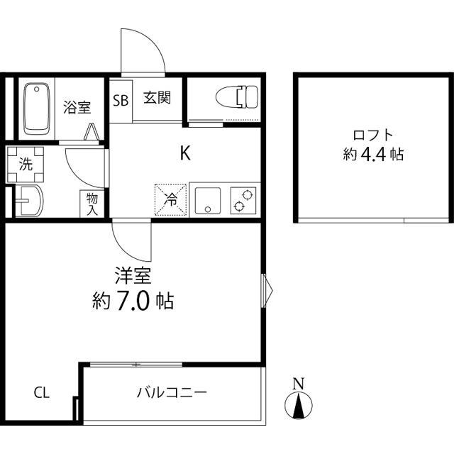 TS CUORE六町II(1K/3階)の間取り写真