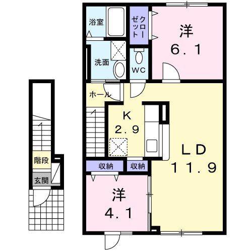 ウインドヒルIV(2LDK/2階)の間取り写真