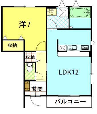 プルミエールC A棟(1LDK/1階)の間取り写真
