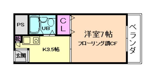 プラム小野原(1K/2階)の間取り写真