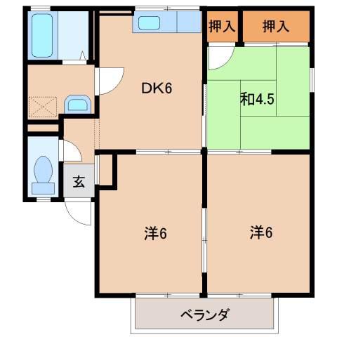 グリーンフルしらさぎ台(3DK/1階)の間取り写真