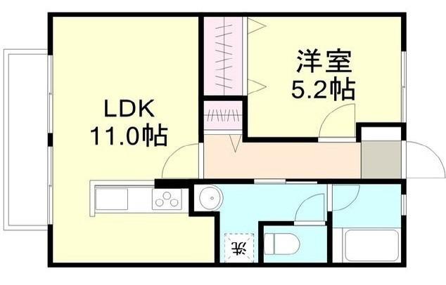 シティハイム吉岡B棟(1LDK/2階)の間取り写真