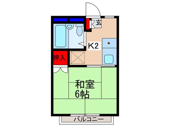 パームハイツ(1K/2階)の間取り写真