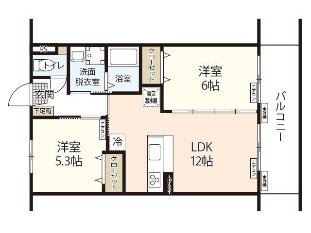 マーガレットA(2LDK/2階)の間取り写真