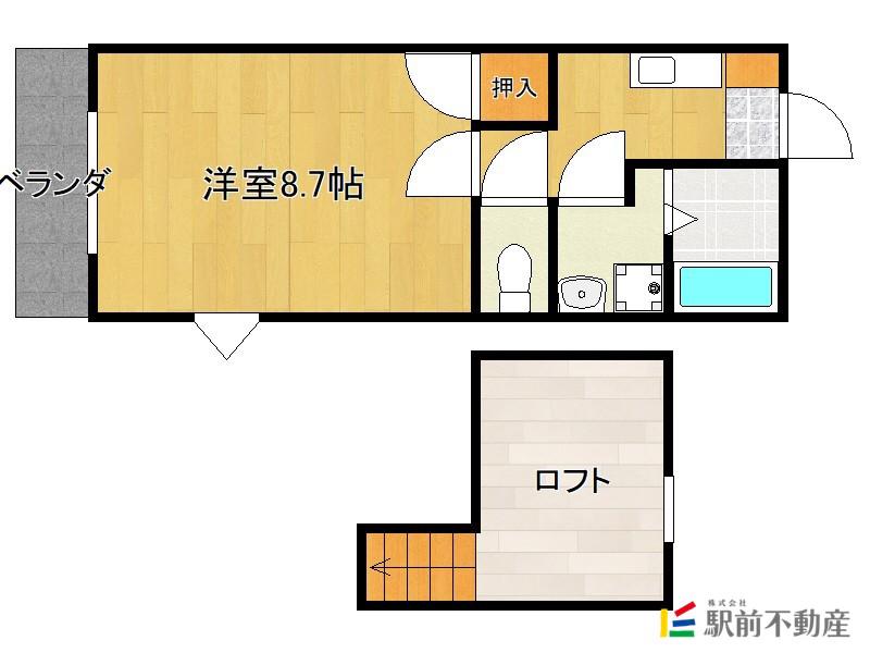 フッサ・クレスト(ワンルーム/2階)の間取り写真