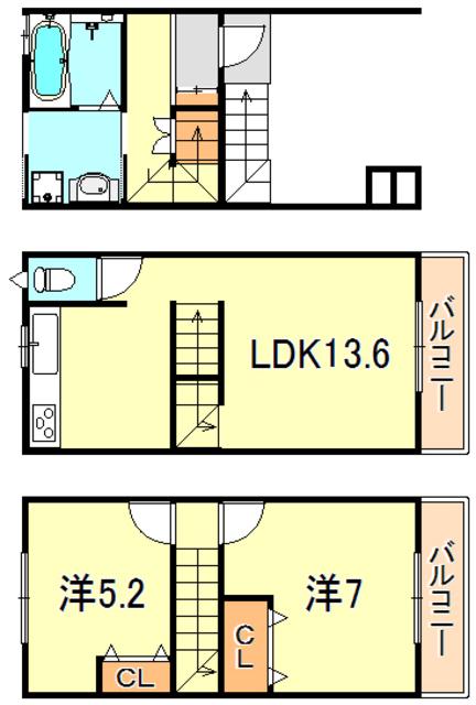 レ・セーナ明石(2LDK/1階)の間取り写真