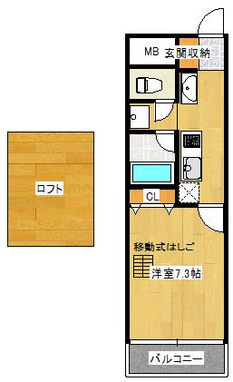 エグゼK&KII(1K/7階)の間取り写真