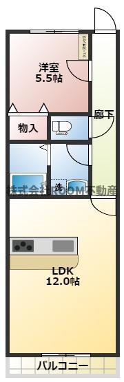 フロー・リアン(1LDK/3階)の間取り写真