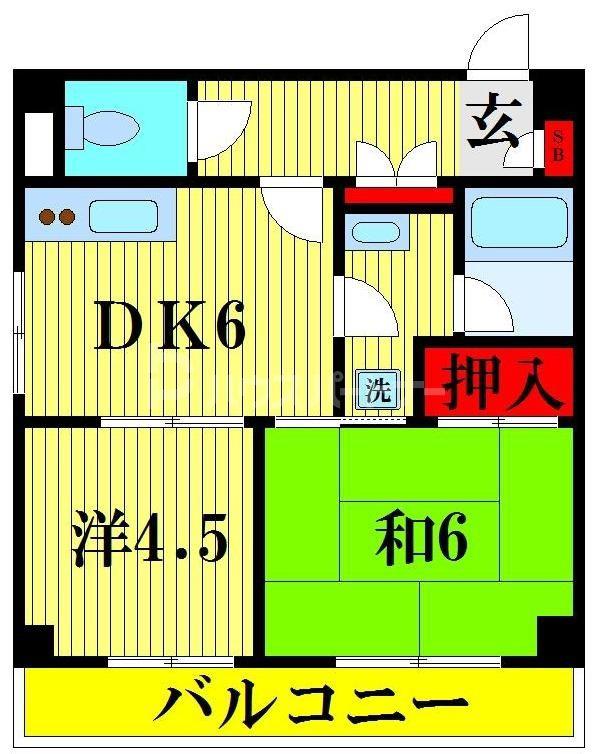ストークメゾン業平(2DK/6階)の間取り写真
