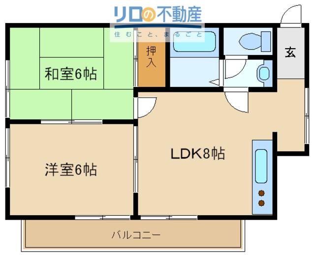 巽ハイツ(2LDK/1階)の間取り写真