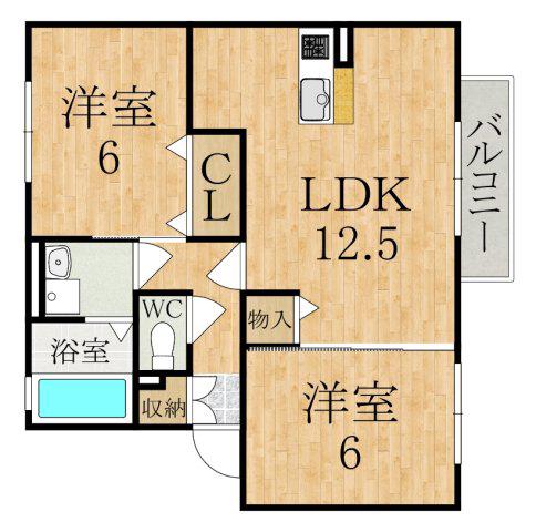 FLEURE(2LDK/1階)の間取り写真
