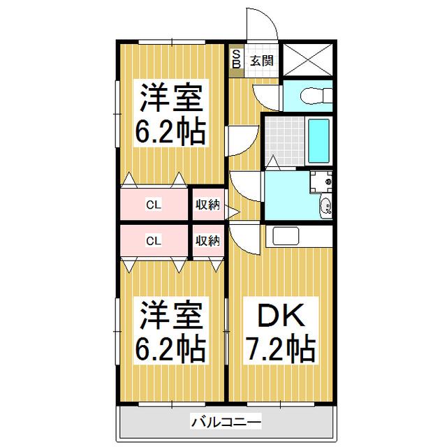 ファミール藍(2DK/2階)の間取り写真