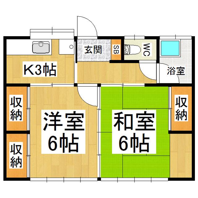 コーポ白鷺(2DK/2階)の間取り写真