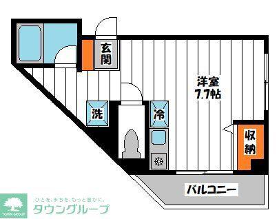 クロスリバーI(ワンルーム/2階)の間取り写真