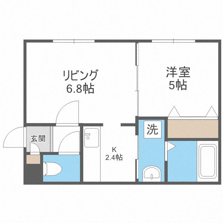 ヴェスタ平岸(1LDK/3階)の間取り写真