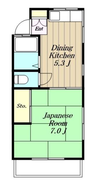 イエローハイツB棟(1DK/2階)の間取り写真