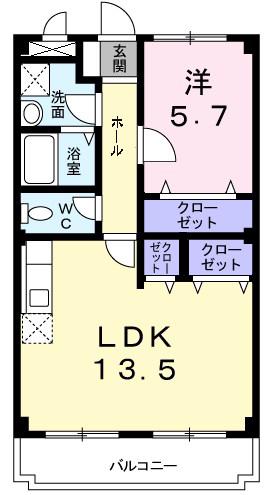 ディアコートK(1LDK/1階)の間取り写真