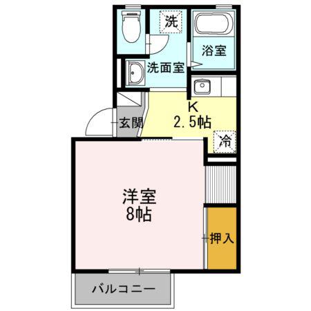 ロイヤルファミールA(1K/2階)の間取り写真