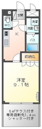 カーサ フェリーチェ(1K/1階)の間取り写真