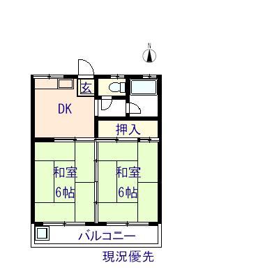 伊井マンション(2DK/1階)の間取り写真