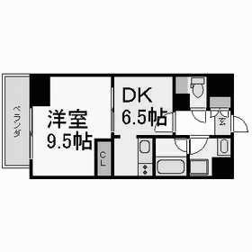 ディアコート白川(1DK/6階)の間取り写真