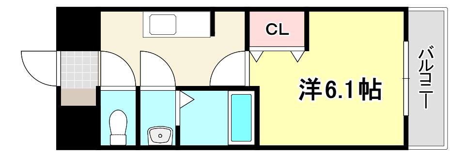 ワールドアイURBAN GATE(1K/8階)の間取り写真