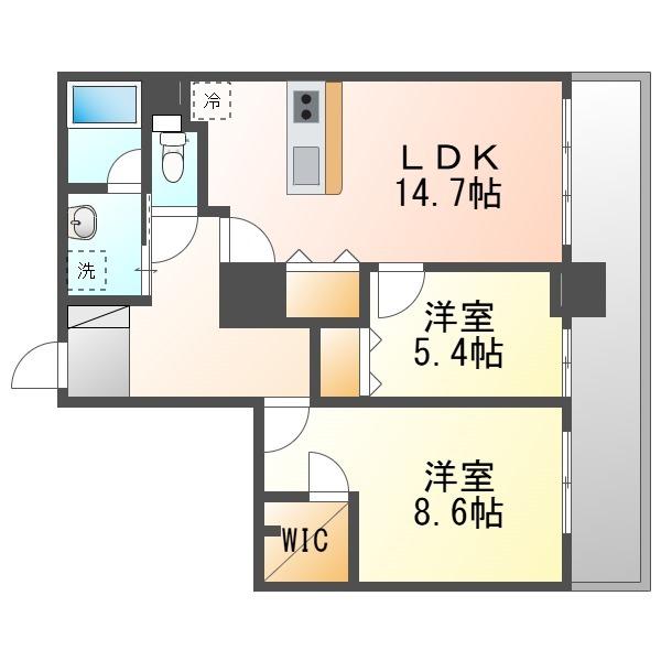 プレミスト牧志タワー国際通(2LDK/5階)の間取り写真