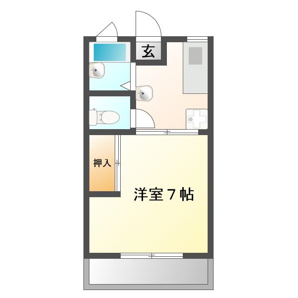 エステーニC(1K/2階)の間取り写真