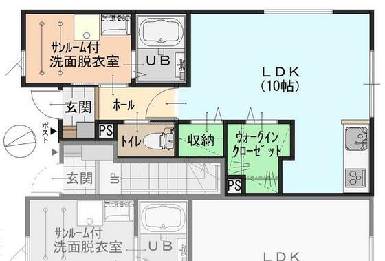 サンモール内日角(ワンルーム/1階)の間取り写真