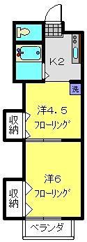 大浜ハイツ1号荘(2K/1階)の間取り写真