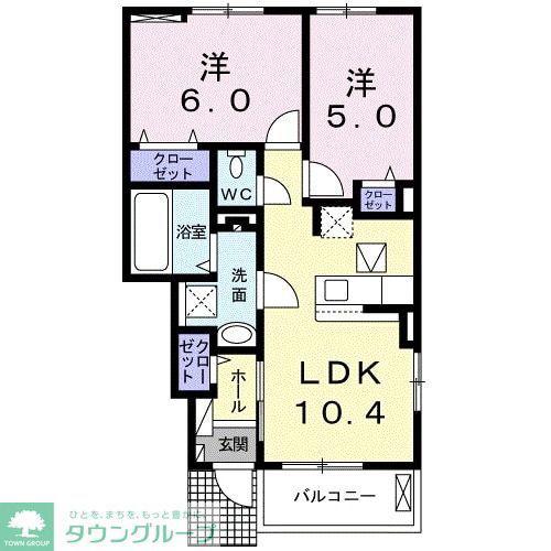 ソレイユ四ッ谷(2LDK/1階)の間取り写真