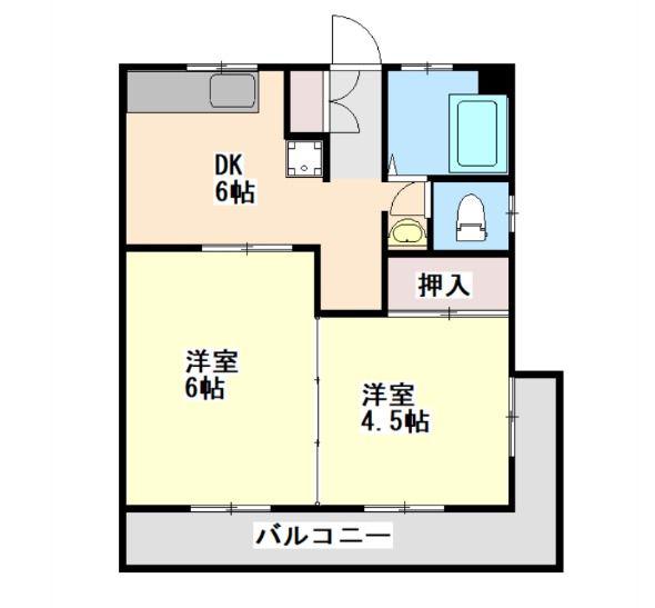 トパーズ東谷山(2DK/4階)の間取り写真