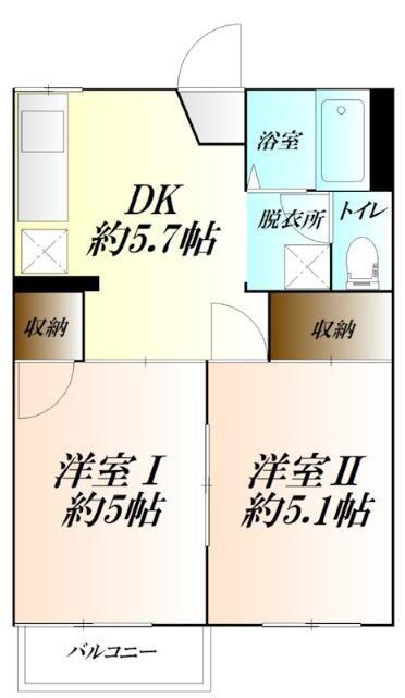 澤ハイツ(2DK/2階)の間取り写真