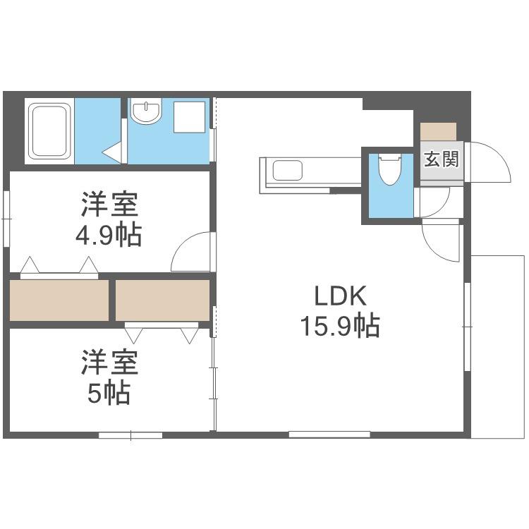 エルプラス中の島(2LDK/3階)の間取り写真
