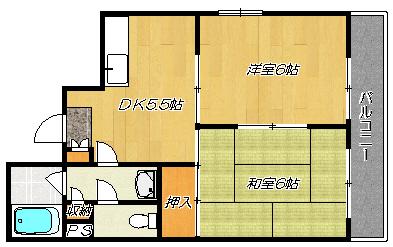 新深江大石パレス(2DK/8階)の間取り写真