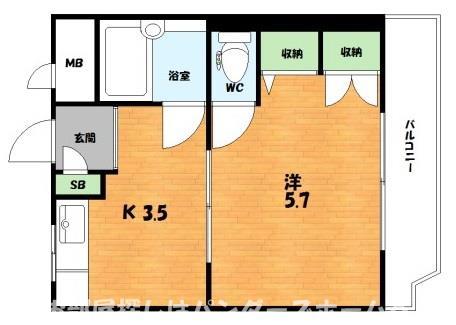第3星ヶ丘マンション(1K/4階)の間取り写真