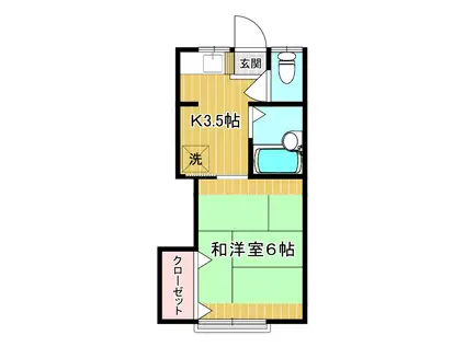 ラ ネージュ(1K/2階)の間取り写真