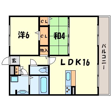 カーサ・イマキタ・ステラ(2LDK/1階)の間取り写真