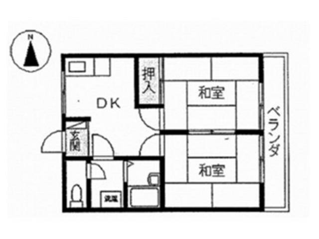 田ノ上パークハイツ(2DK/2階)の間取り写真