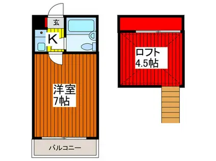 メゾン永芳(1K/2階)の間取り写真