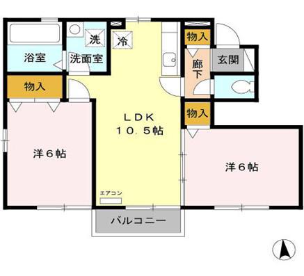ヴィグルーカマダ(2LDK/1階)の間取り写真