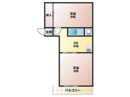 ダイバーシティ(2DK/2階)の間取り写真