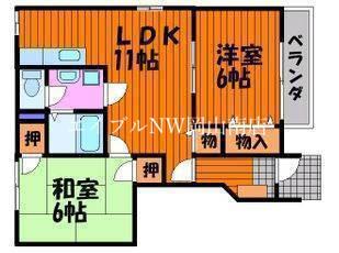 グリーンピア南輝 A棟(2LDK/1階)の間取り写真
