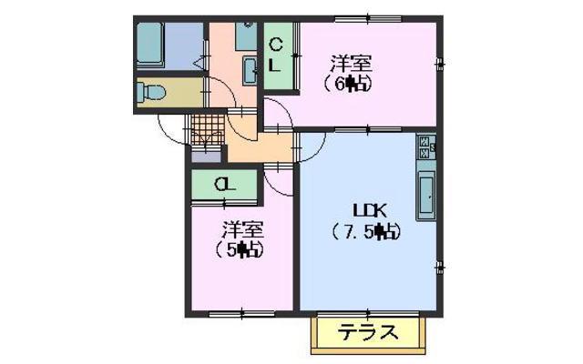 プロヴァンス(2LDK/2階)の間取り写真