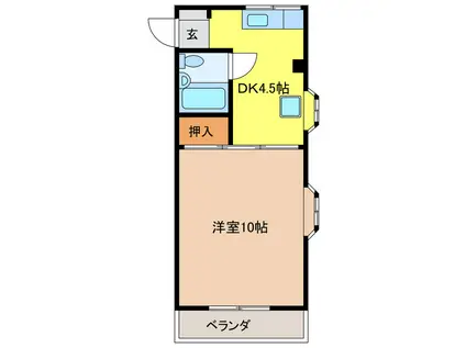 コーポ きそ(1DK/4階)の間取り写真