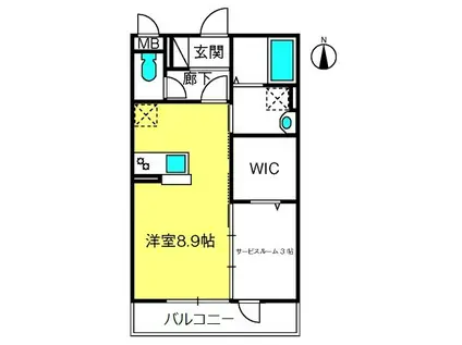 トレビナ与野本町(ワンルーム/3階)の間取り写真