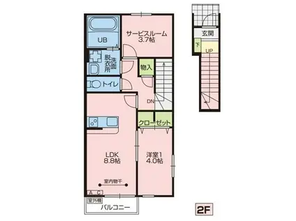 フルールポミエ A(1SLDK/2階)の間取り写真