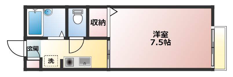 ウィル・ユー(1K/1階)の間取り写真